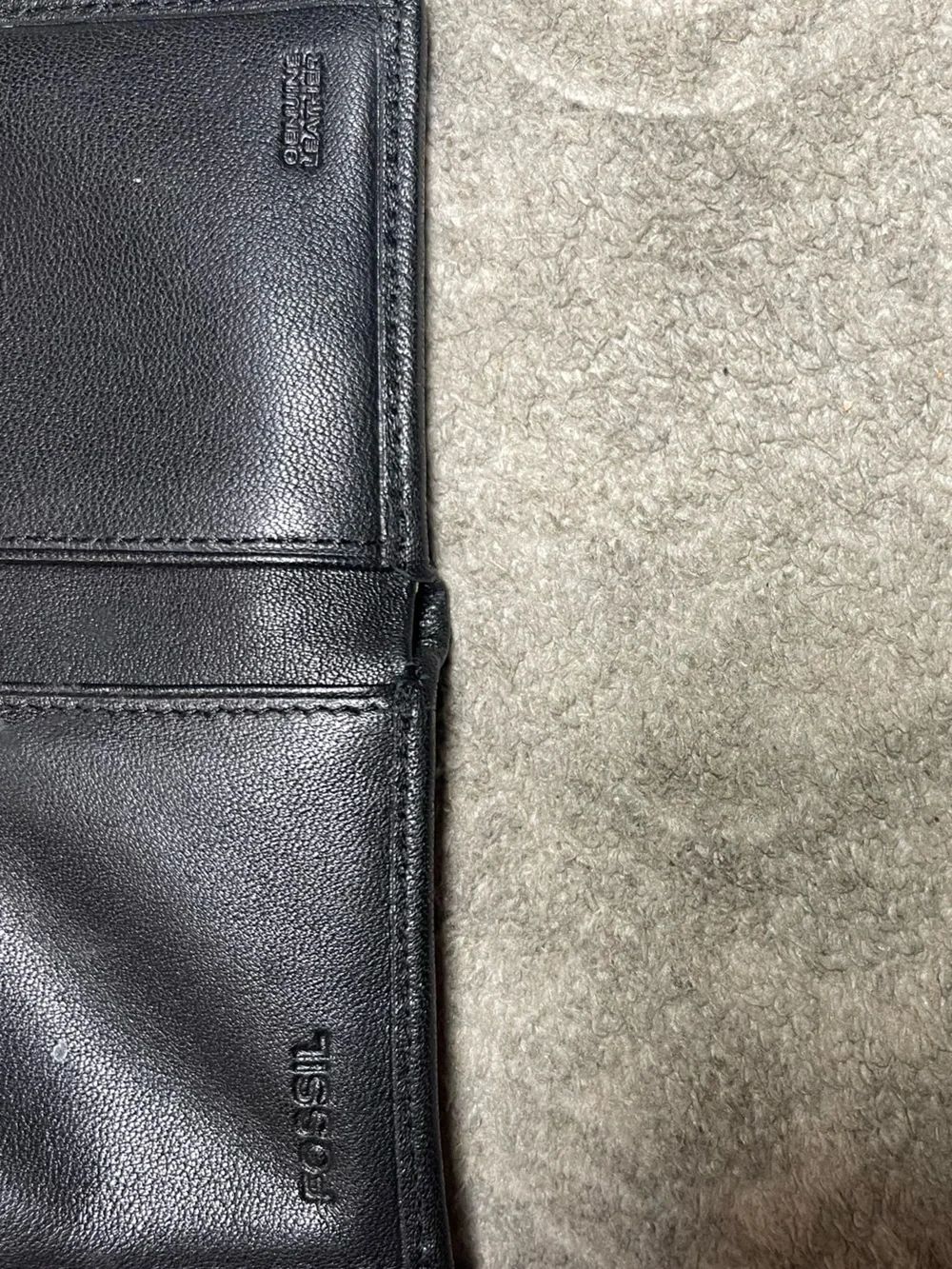 Bundle of THREE Men’s Black Leather Wallets; FOSSIL, Perry Ellis, London Fog